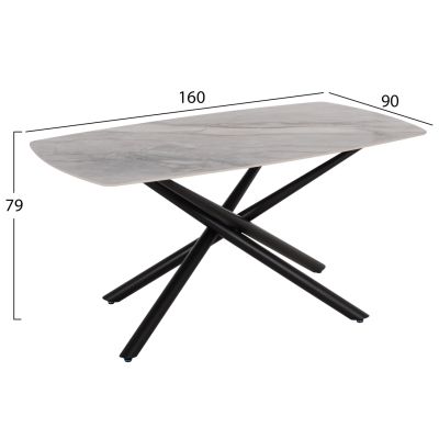 DINING SET 7PCS ISKA HM21363 CERAMIC TOP/METAL LEGS--PU IN BEIGE (TORTORA)/METAL LEGS
