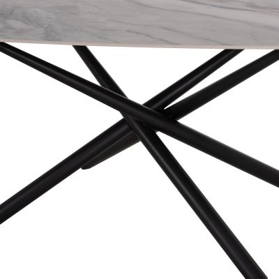 DINING SET 7PCS ISKA HM21363 CERAMIC TOP/METAL LEGS--PU IN BEIGE (TORTORA)/METAL LEGS