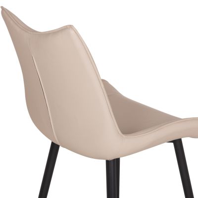 DINING SET 7PCS ISKA HM21363 CERAMIC TOP/METAL LEGS--PU IN BEIGE (TORTORA)/METAL LEGS