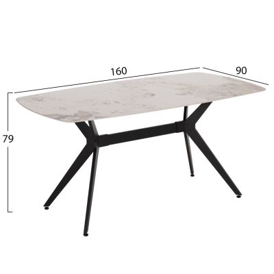 DINING SET 7PCS AIKA HM21364 CERAMIC TOP/METAL LEGS--PU IN GREY/METAL LEGS