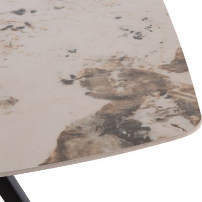 DINING SET 7PCS AIKA HM21364 CERAMIC TOP/METAL LEGS--PU IN GREY/METAL LEGS