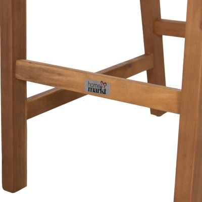 BAR STOOL WITH BACKREST RUEN HM6515 ACACIA WOOD IN NATURAL-TWIST WICKER 40x56x112.5Hcm.