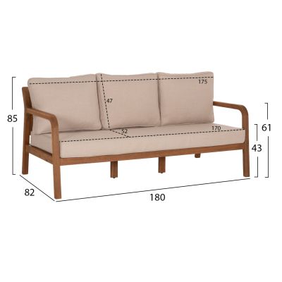 OUTDOOR LOUNGE SET 4PCS PORTIA HM6534 ACACIA WOOD--CUSHION COVERS IN LIGHT BEIGE