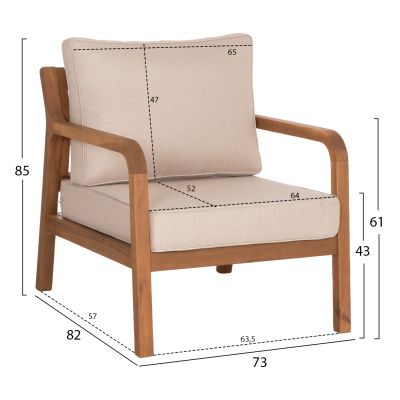 OUTDOOR LOUNGE SET 4PCS PORTIA HM6534 ACACIA WOOD--CUSHION COVERS IN LIGHT BEIGE