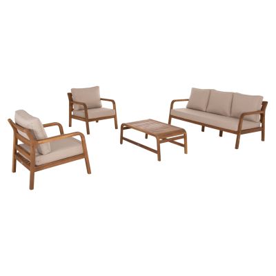 OUTDOOR LOUNGE SET 4PCS PORTIA HM6534 ACACIA WOOD--CUSHION COVERS IN LIGHT BEIGE