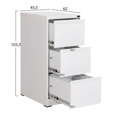 OFFICE FILING CABINET (3) SIDER HM6636.02 WHITE METAL 45.5x62x103.5Hcm.