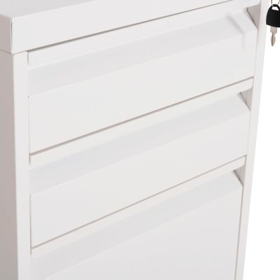 OFFICE CHEST OF DRAWERS SIDER HM6635.02 METAL IN WHITE--3 DRAWERS WITH LOCK 39x50x61Hcm.