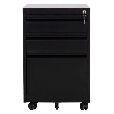 OFFICE CHEST OF DRAWERS SIDER HM6635.01 METAL IN BLACK--3 DRAWERS WITH LOCK 39x50x61Hcm.