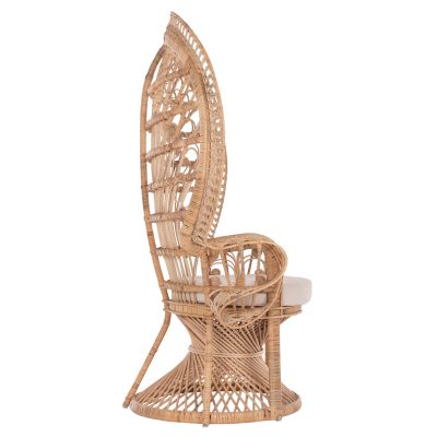 ARMCHAIR ROYAL PEACOCK -B' RATED- HM9342 RATTAN IN NATURAL- CUSHION BEIGE 114x72x150Hcm.