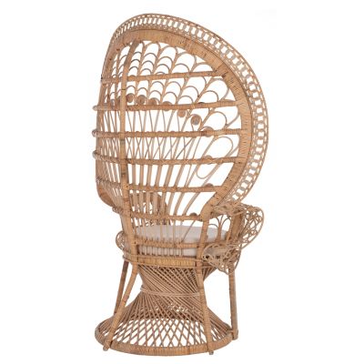 ARMCHAIR ROYAL PEACOCK -B' RATED- HM9342 RATTAN IN NATURAL- CUSHION BEIGE 114x72x150Hcm.