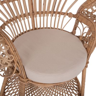 ARMCHAIR ROYAL PEACOCK -B' RATED- HM9342 RATTAN IN NATURAL- CUSHION BEIGE 114x72x150Hcm.