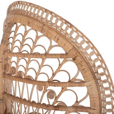 ARMCHAIR ROYAL PEACOCK -B' RATED- HM9342 RATTAN IN NATURAL- CUSHION BEIGE 114x72x150Hcm.