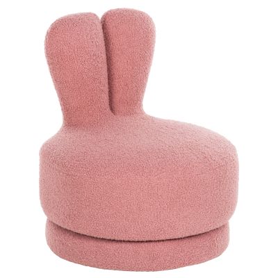 STOOL WITH BACKREST SWIVEL FRIVO HM9774.02 DUSTY PINK BOUCLE FABRIC 51x51x61Hcm.