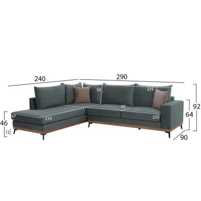 MESINA corner sofa, mint, high leg, 2pcs, left corner