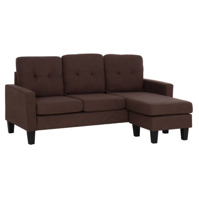 CORNER SOFA REVERSIBLE MEGGY HM3297.12 BROWN FABRIC 184.5x129x86Hcm.