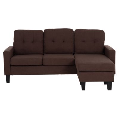 CORNER SOFA REVERSIBLE MEGGY HM3297.12 BROWN FABRIC 184.5x129x86Hcm.