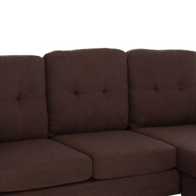 CORNER SOFA REVERSIBLE MEGGY HM3297.12 BROWN FABRIC 184.5x129x86Hcm.