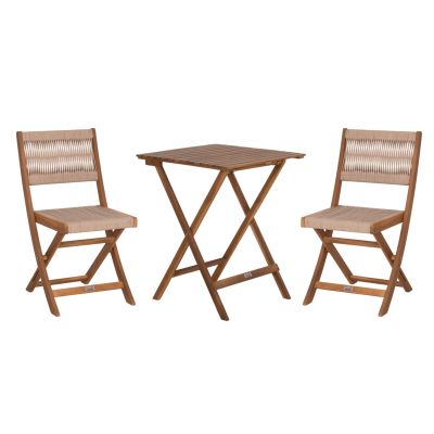 OUTDOOR DINING SET 3PCS FOLDABLE SIGGE HM10979 ACACIA WOOD IN NATURAL