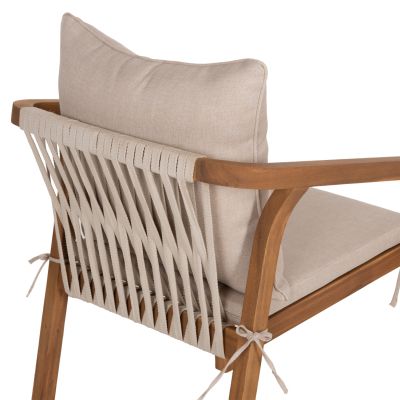 OUTDOOR DINING SET 5PCS DEBBIE HM10991 ACACIA WOOD IN NATURAL-CUSHIONS IN BEIGE
