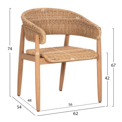 OUTDOOR DINING SET 7PCS RAIKKO HM11030 ACACIA WOOD & ROPE IN NATURAL COLORS