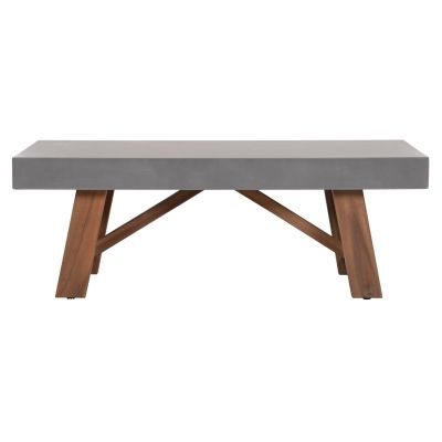 OUTDOOR COFFEE TABLE MAEVE HM6595.01 GREY FIBER CEMENT TOP--ACACIA WOOD LEGS 130x70x46Hcm