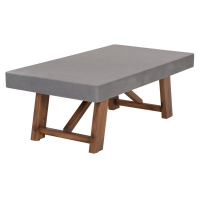 OUTDOOR COFFEE TABLE MAEVE HM6595.01 GREY FIBER CEMENT TOP--ACACIA WOOD LEGS 130x70x46Hcm
