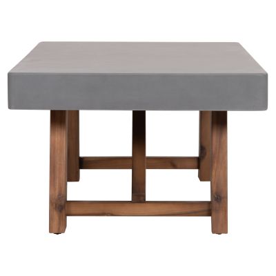 OUTDOOR COFFEE TABLE MAEVE HM6595.01 GREY FIBER CEMENT TOP--ACACIA WOOD LEGS 130x70x46Hcm