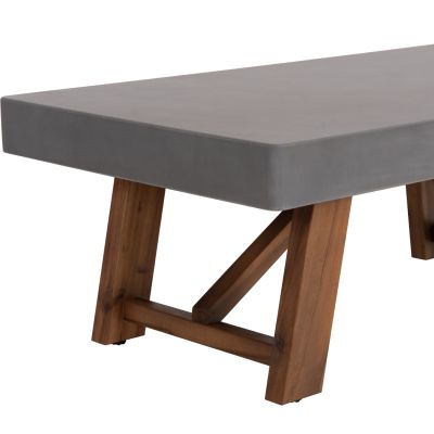 OUTDOOR COFFEE TABLE MAEVE HM6595.01 GREY FIBER CEMENT TOP--ACACIA WOOD LEGS 130x70x46Hcm