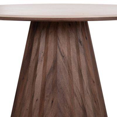 DINING TABLE ROUND WALDEN HM18440 CERAMIC TOP IN TRAVERTINE COLOR--MDF BASE IN WALNUT Φ120x76Hcm.