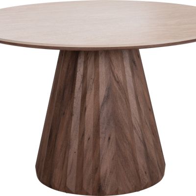 DINING TABLE ROUND WALDEN HM18440 CERAMIC TOP IN TRAVERTINE COLOR--MDF BASE IN WALNUT Φ120x76Hcm.