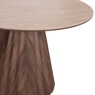 DINING TABLE ROUND WALDEN HM18440 CERAMIC TOP IN TRAVERTINE COLOR--MDF BASE IN WALNUT Φ120x76Hcm.