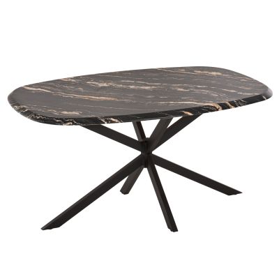 DINING TABLE OVAL RODDEN HM11903.02 WERZALIT TABLETOP IN BLACK/GOLD MARBLE LOOK-BLACK METAL BASE 146x94x75Hcm.