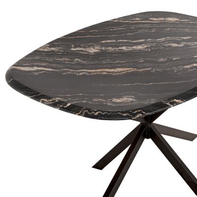 DINING TABLE OVAL RODDEN HM11903.02 WERZALIT TABLETOP IN BLACK/GOLD MARBLE LOOK-BLACK METAL BASE 146x94x75Hcm.