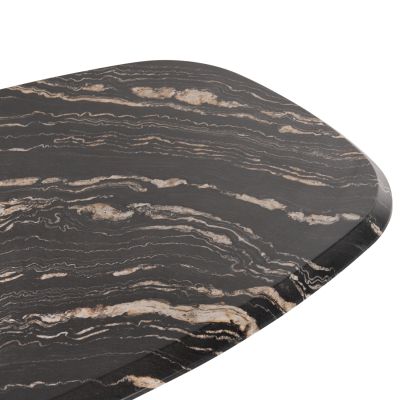 DINING TABLE OVAL RODDEN HM11903.02 WERZALIT TABLETOP IN BLACK/GOLD MARBLE LOOK-BLACK METAL BASE 146x94x75Hcm.