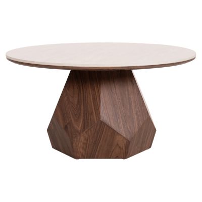 COFFEE TABLE VENERA HM18441 CERAMIC TOP WITH TRAVERTINE STONE LOOK--MDF BASE WALNUT Φ80x42H