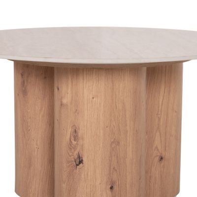 COFFEE TABLE SILVA HM18443 CERAMIC TOP WITH TRAVERTINE STONE LOOK--MDF BASE NATURAL Φ80x45H