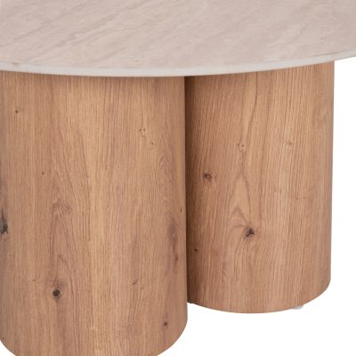 COFFEE TABLE SILVA HM18443 CERAMIC TOP WITH TRAVERTINE STONE LOOK--MDF BASE NATURAL Φ80x45H