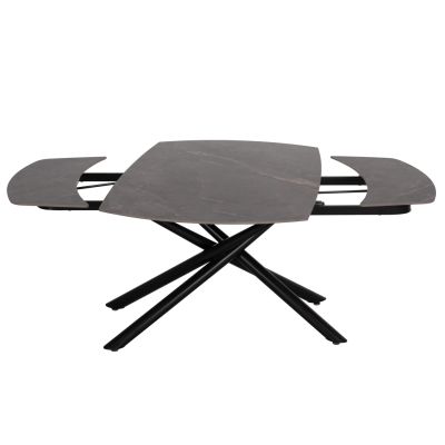 DINING TABLE EXTENDABLE VANTA HM18408 CERAMIC TOP IN GREY MARBLE COLORING 136-199x90x77Hcm.