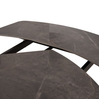 DINING TABLE EXTENDABLE VANTA HM18408 CERAMIC TOP IN GREY MARBLE COLORING 136-199x90x77Hcm.