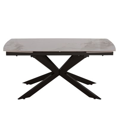 DINING TABLE EXTENDABLE AIRA HM18411 CERAMIC TOP IN WHITE/BROWN MARBLE COLORING 165/240x90x76Hcm.