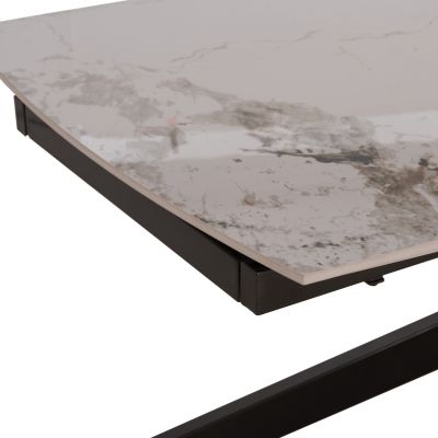 DINING TABLE EXTENDABLE AIRA HM18411 CERAMIC TOP IN WHITE/BROWN MARBLE COLORING 165/240x90x76Hcm.
