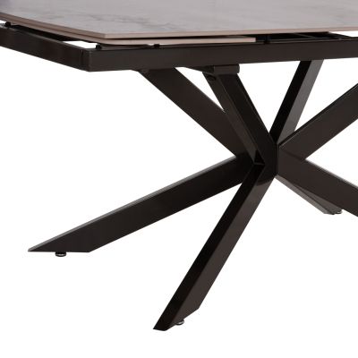 DINING TABLE EXTENDABLE AIRA HM18411 CERAMIC TOP IN WHITE/BROWN MARBLE COLORING 165/240x90x76Hcm.