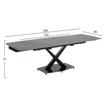 DINING TABLE EXTENDABLE HOKU HM18410 CERAMIC TOP IN GREY MARBLE COLORING 165/240x90x75Hcm.