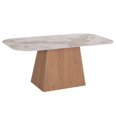 DINING TABLE NORDU HM18414 MDF BASE--CERAMIC TOP IN WHITE/BROWN MARBLE COLORING 180x90x76Hcm.