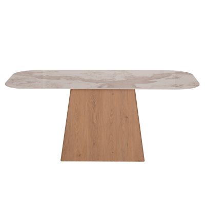 DINING TABLE NORDU HM18414 MDF BASE--CERAMIC TOP IN WHITE/BROWN MARBLE COLORING 180x90x76Hcm.