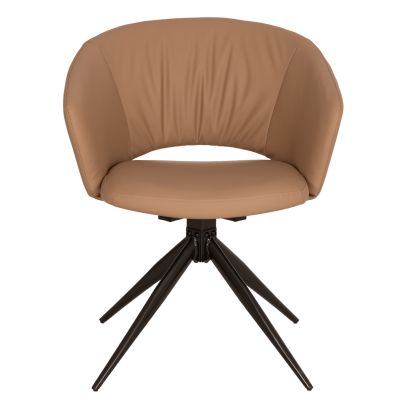 DINING CHAIR ANNEL HM18413.02 PU LEATHER IN MOCHA (LATTE)--BLACK METAL LEGS 63x63x74Hcm