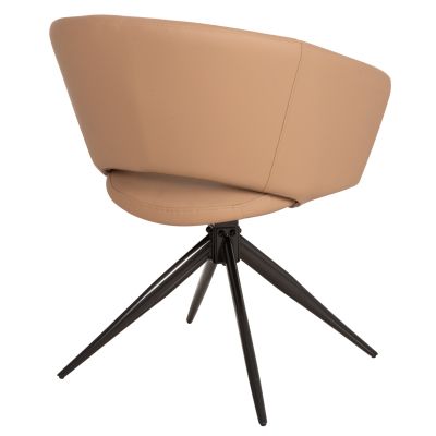 DINING CHAIR ANNEL HM18413.02 PU LEATHER IN MOCHA (LATTE)--BLACK METAL LEGS 63x63x74Hcm