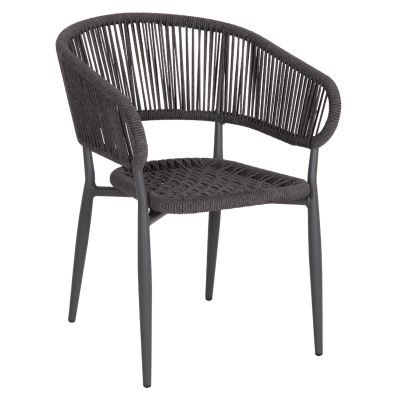 DINING CHAIR EULO HM5783.21 ALUMINUM & ΤWISTED RATTAN IN GREY 57x63x77Hcm.