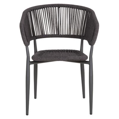 DINING CHAIR EULO HM5783.21 ALUMINUM & ΤWISTED RATTAN IN GREY 57x63x77Hcm.