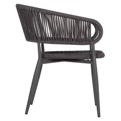 DINING CHAIR EULO HM5783.21 ALUMINUM & ΤWISTED RATTAN IN GREY 57x63x77Hcm.